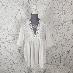 Maison Mascallier White Sheer Eyelet Babydoll Tunic